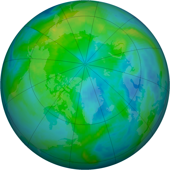 Arctic ozone map for 09 October 1998